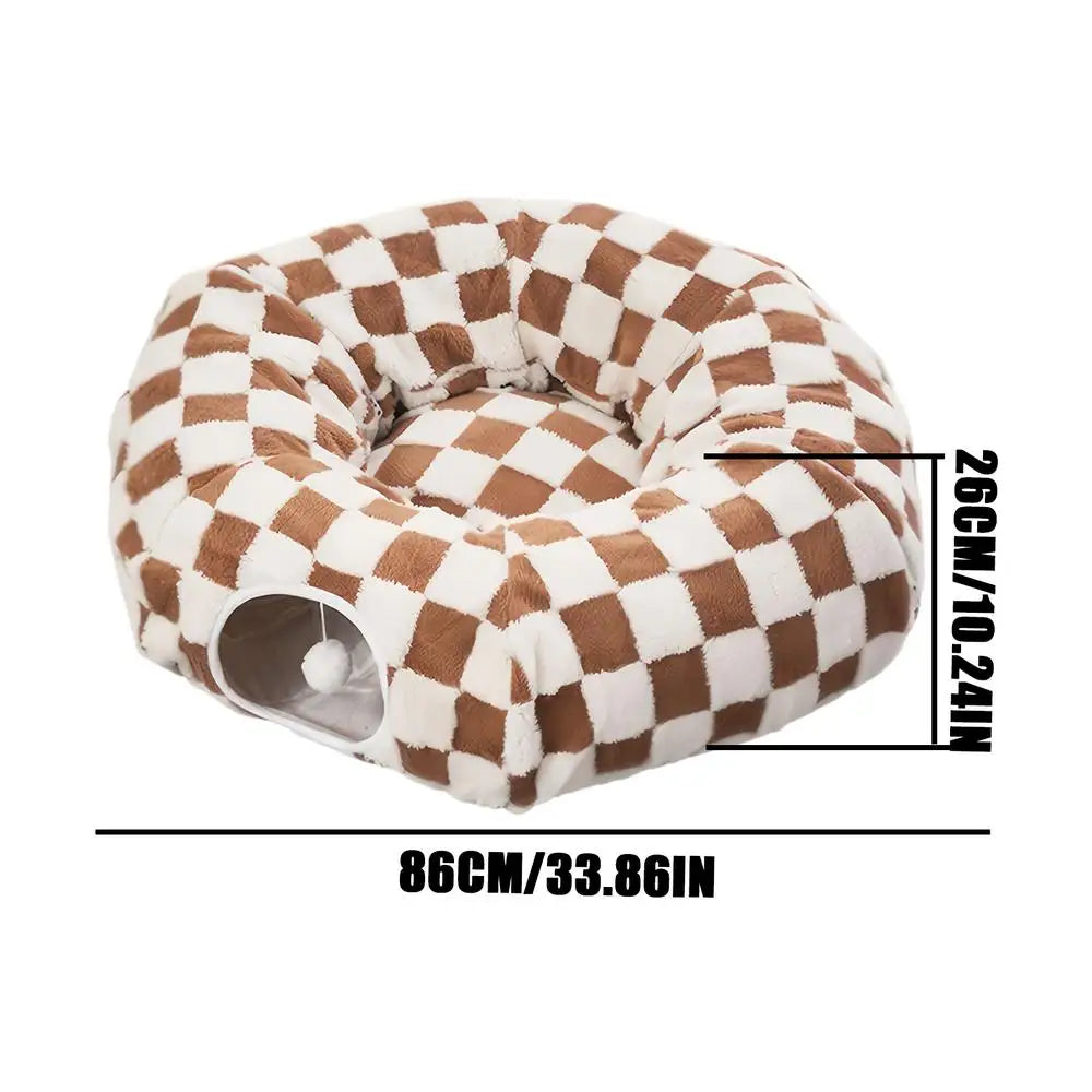 Cat Tunnel Bed Interactive Toys Washable with Ball Tunnel Cat Bed Cave Interactive Toys for Kitten Puppy Small Dog Bunny Pet