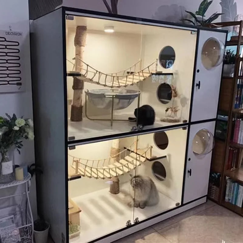 Wall Mounted Cat Climbing Bridge Cat Hammock Sisal Ladder for Kitten Playing and Rest Wood Cat Bridge for Sleeping Playing Climb