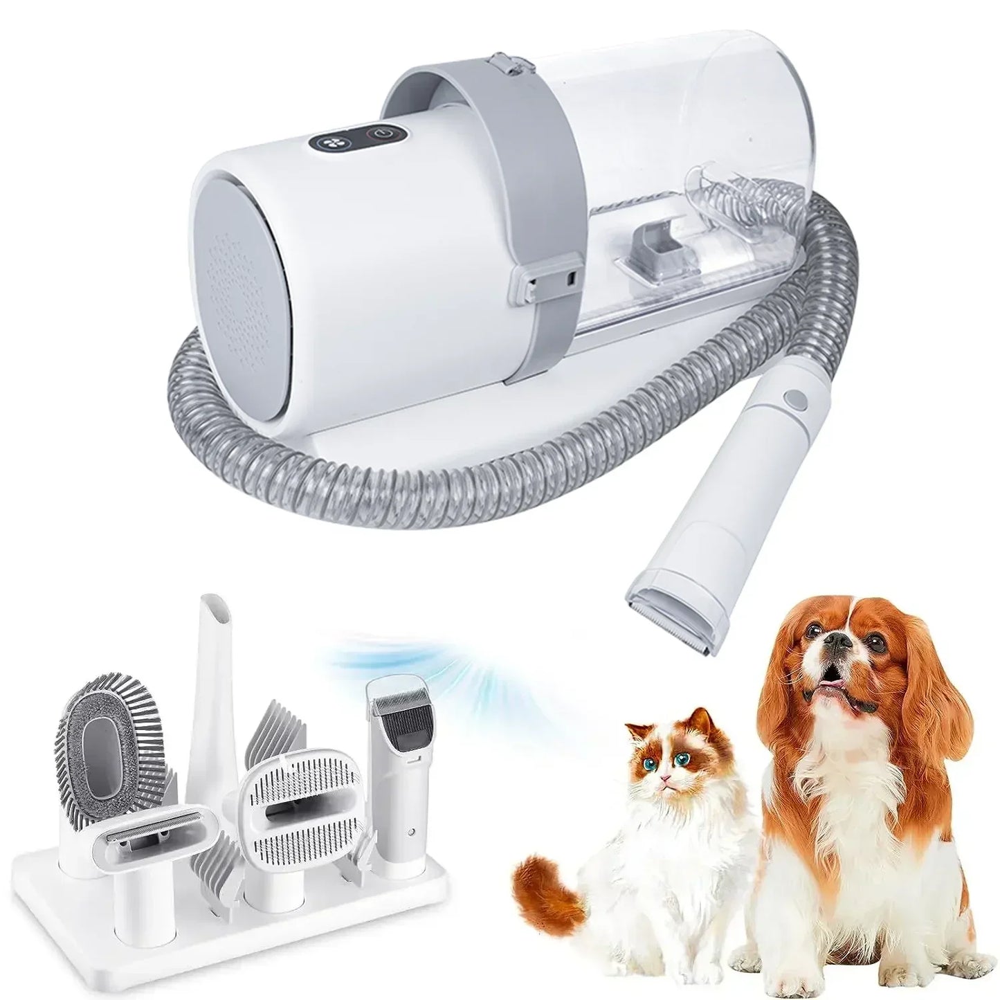 Dog Grooming Kit with Vacuum Suction, 5 in 1 Clipper Set with 2.5L Vacuum Cleaner for Shedding, Low Noise Pet Grooming Tool