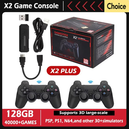 X2 Plus GD10 Pro 4K Game Stick HD Video Game Console 3D Retro Built-in 30000 Games 40+ Simulators With Wireless Controller