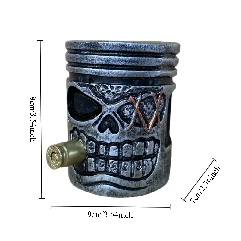 Carving Piston Skull Face Sculpture Mechanical Punk Resin Figurine Art Ornaments Creatives Funny Office Home Table Decorations