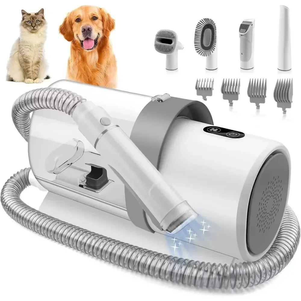 Dog Grooming Kit with Vacuum Suction, 5 in 1 Clipper Set with 2.5L Vacuum Cleaner for Shedding, Low Noise Pet Grooming Tool