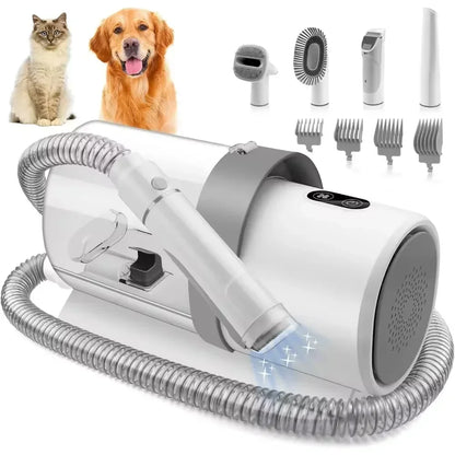 Dog Grooming Kit with Vacuum Suction, 5 in 1 Clipper Set with 2.5L Vacuum Cleaner for Shedding, Low Noise Pet Grooming Tool