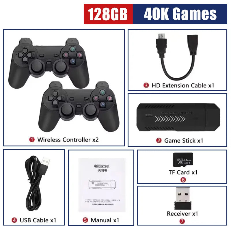 X2 Plus GD10 Pro 4K Game Stick HD Video Game Console 3D Retro Built-in 30000 Games 40+ Simulators With Wireless Controller