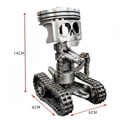 Carving Piston Skull Face Sculpture Mechanical Punk Resin Figurine Art Ornaments Creatives Funny Office Home Table Decorations