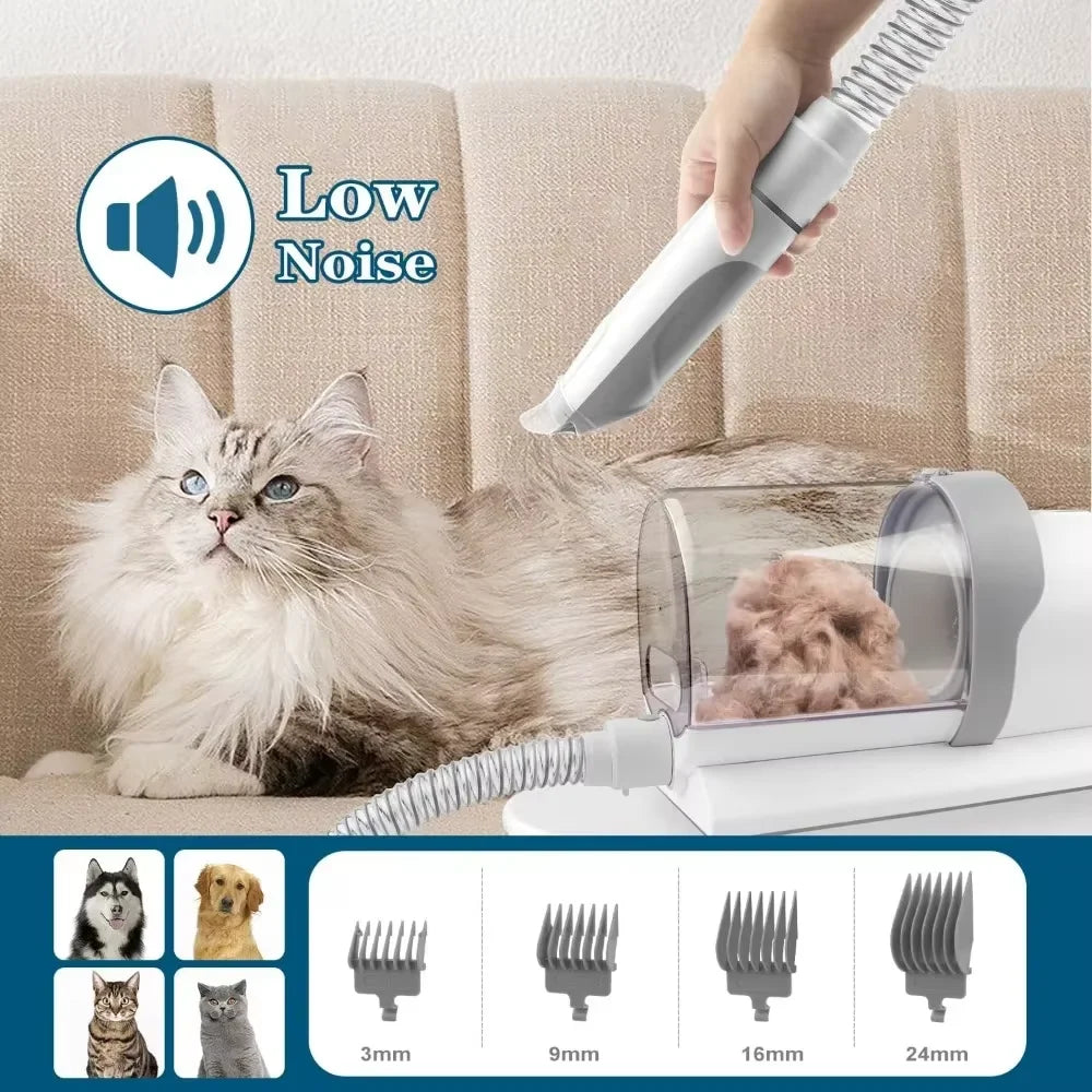 Dog Grooming Kit with Vacuum Suction, 5 in 1 Clipper Set with 2.5L Vacuum Cleaner for Shedding, Low Noise Pet Grooming Tool