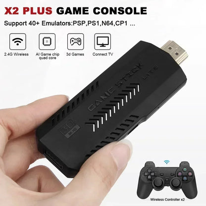 X2 Plus GD10 Pro 4K Game Stick HD Video Game Console 3D Retro Built-in 30000 Games 40+ Simulators With Wireless Controller