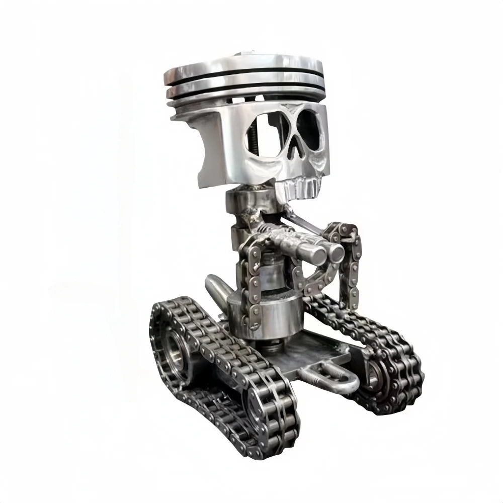 Carving Piston Skull Face Sculpture Mechanical Punk Resin Figurine Art Ornaments Creatives Funny Office Home Table Decorations