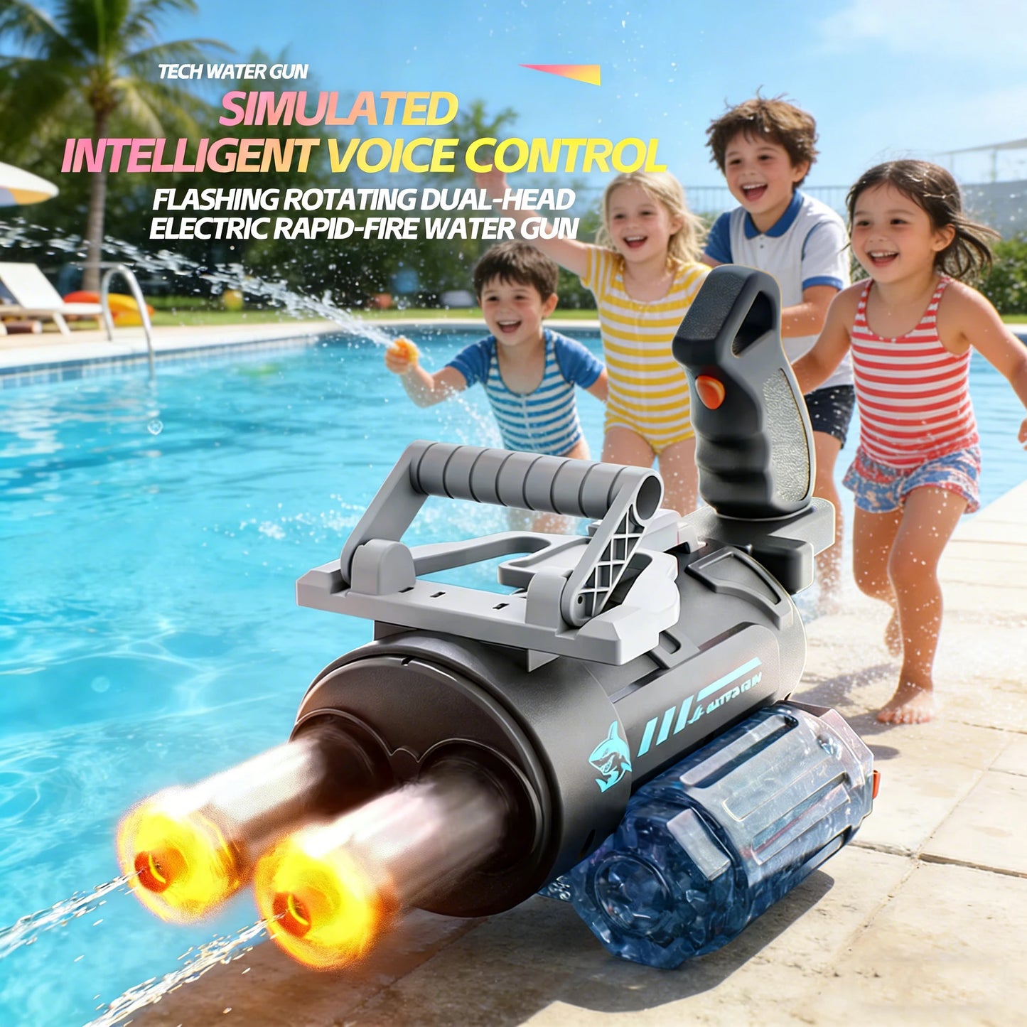 Electric Water Gun Toy with Double-Dazzling Light Shooting Burst Water Gun Outdoor Beach Pool Toys for Boy Adult Children Gift
