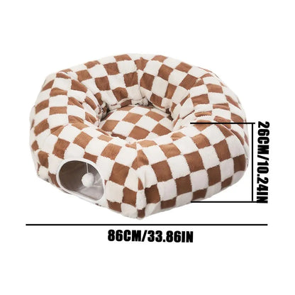 Cat Tunnel Bed Interactive Toys Washable with Ball Tunnel Cat Bed Cave Interactive Toys for Kitten Puppy Small Dog Bunny Pet