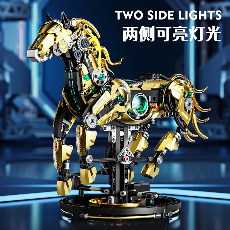 Mechanical Horse Animal Building Blocks Set MOC Kit Construction Model Gifts for Kids birthday Christmas gifts 1055PCS