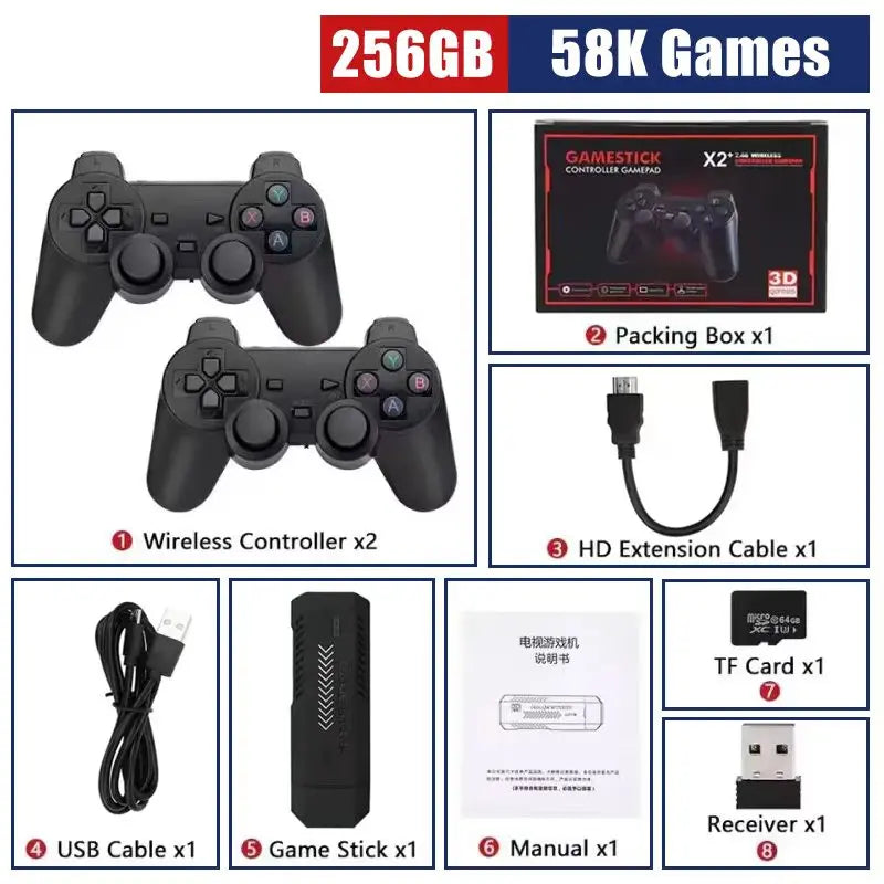 X2 Plus GD10 Pro 4K Game Stick HD Video Game Console 3D Retro Built-in 30000 Games 40+ Simulators With Wireless Controller